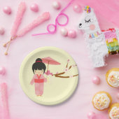 Niedliches japanisches Rosa Kirschblossom Geisha Pappteller (Party)