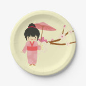 Niedliches japanisches Rosa Kirschblossom Geisha Pappteller (Vorderseite)