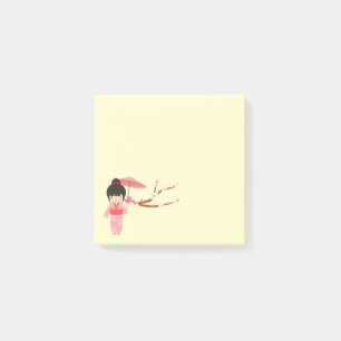 Niedliches japanisches Rosa Kirschblossom Geisha Post-it Klebezettel
