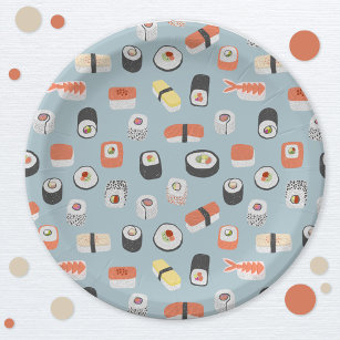Niedliches japanisches Sushi-Muster Pappteller