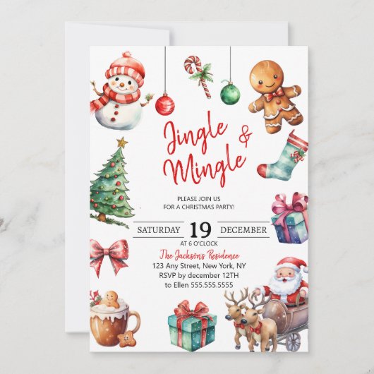Niedliches Jingle & Mingle Party Einladung (Vorderseite)
