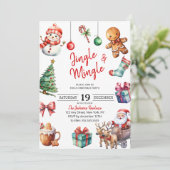 Niedliches Jingle & Mingle Party Einladung (Stehend Vorderseite)