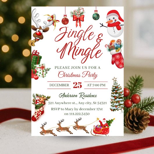 Niedliches Jingle & Mingle Party Einladung