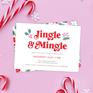 Niedliches Jingle & Mingle Retro Party Einladung