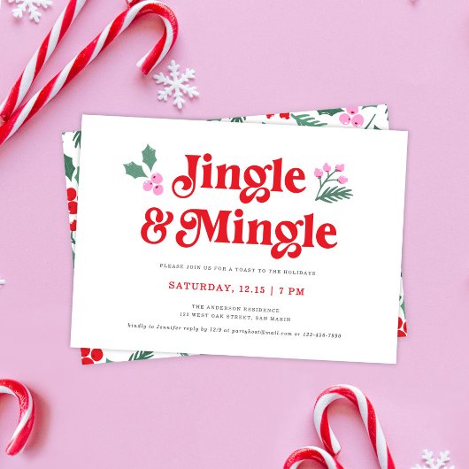 Niedliches Jingle & Mingle Retro Party Einladung
