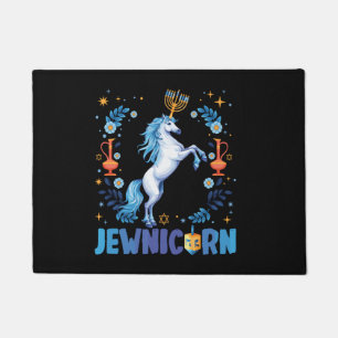 Niedliches jüdisches Einhorn Menorah Chanukah Han Fußmatte