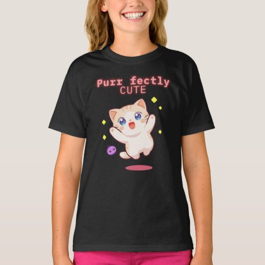 Niedliches Jumping Cat Kids T-Shirt (Vorderseite)