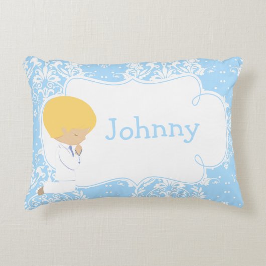 Niedliches Junge Gebet und Gedicht Dekokissen (Vorderseite)