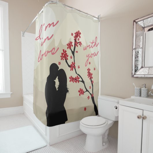 Niedliches junges romantisches Paar in Liebe, Lieb Duschvorhang (Beispiel)