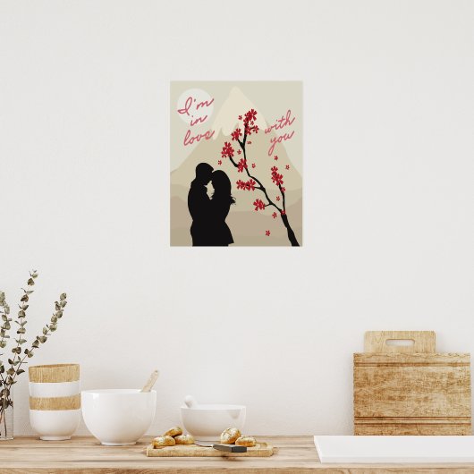 Niedliches junges romantisches Paar in Liebe, Lieb Poster (Küche)