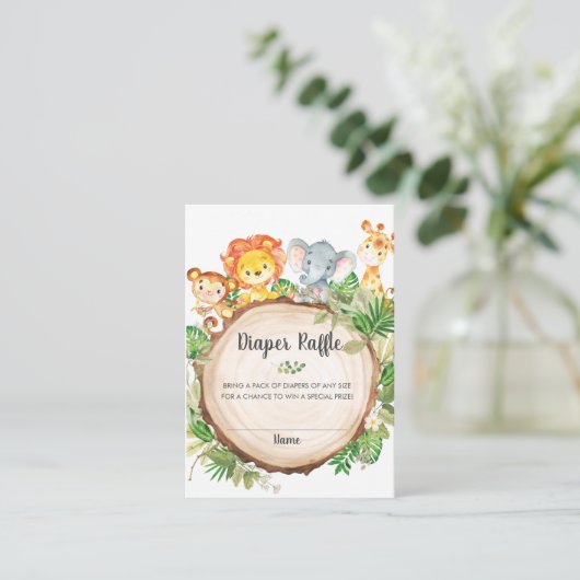 Niedliches Jungle Animals Kinderduschmaschine Wind Begleitkarte (Stehend Vorderseite)