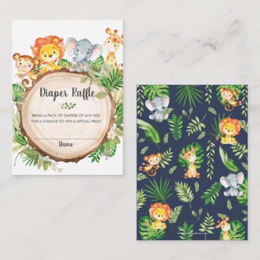 Niedliches Jungle Animals Kinderduschmaschine Wind Begleitkarte (Vorne/Hinten)