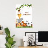 Niedliches Jungle Baby Animals Poster (Heimbüro)