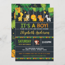 Niedliches Jungle Boy Baby Showroom Safari Animals Einladung