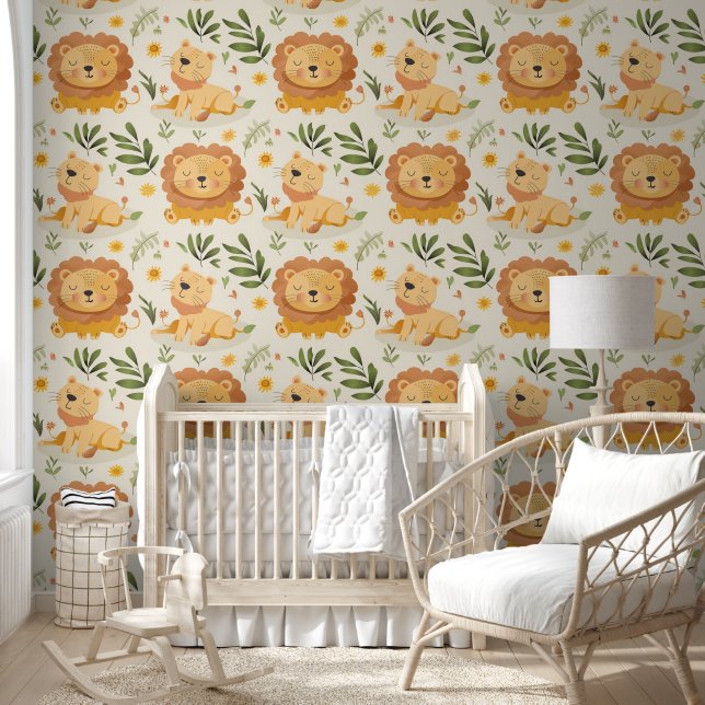 Niedliches Jungle Lion Baby Kinderzimmer Tapete (Kinder)