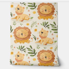 Niedliches Jungle Lion Baby Kinderzimmer Tapete