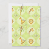 Niedliches Jungle Monkey Giraffe Lion Newborn Baby Einladung (Rückseite)