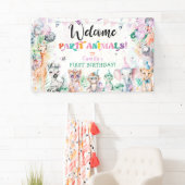 Niedliches Jungle Party Tiere Mädchen Geburtstag W Banner (Insitu)