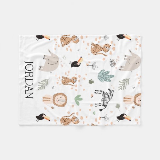 Niedliches Jungle-Regenwald-Muster Fleecedecke (Vorderseite (Horizontal))