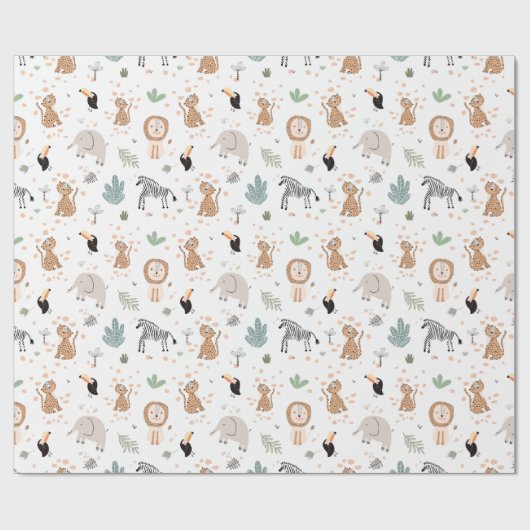 Niedliches Jungle-Regenwald-Muster Geschenkpapier (Flach)