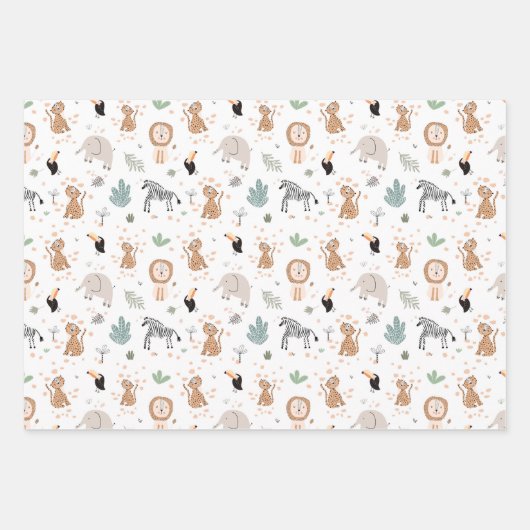 Niedliches Jungle-Regenwald-Muster Geschenkpapier Set (Vorderseite 2)