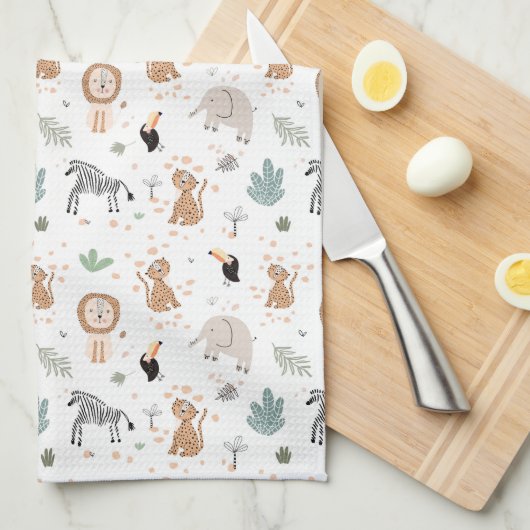 Niedliches Jungle-Regenwald-Muster Geschirrtuch (Viertel Falte)