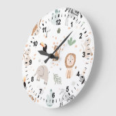Niedliches Jungle-Regenwald-Muster Große Wanduhr (Winkel)