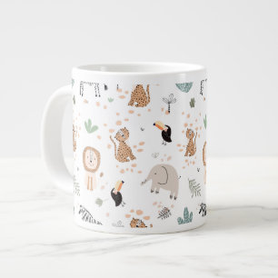 Niedliches Jungle-Regenwald-Muster Jumbo-Tasse