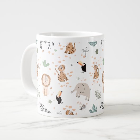 Niedliches Jungle-Regenwald-Muster Jumbo-Tasse (Vorderseite Links)
