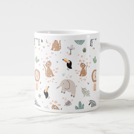 Niedliches Jungle-Regenwald-Muster Jumbo-Tasse (Rechts)