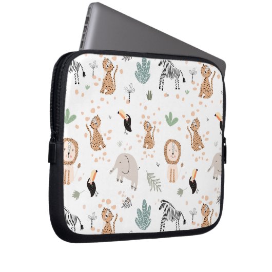 Niedliches Jungle-Regenwald-Muster Laptopschutzhülle (Vorne Rechts)