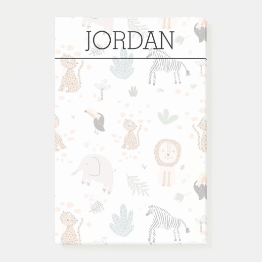 Niedliches Jungle-Regenwald-Muster Post-it Klebezettel (Vorderseite)