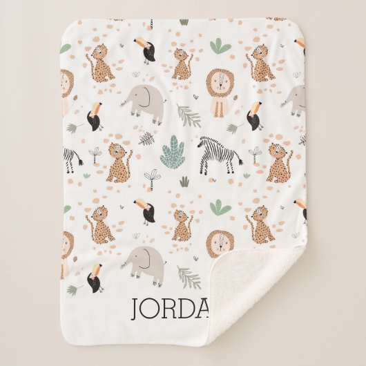 Niedliches Jungle-Regenwald-Muster Sherpadecke (Vorderseite)