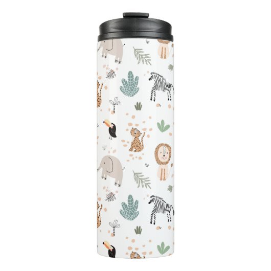 Niedliches Jungle-Regenwald-Muster Thermosbecher (Vorderseite)