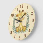 Niedliches Jungle Safari Giraffe Baby Kinderzimmer Große Wanduhr (Winkel)