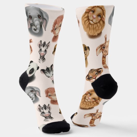 Niedliches Jungle Safari Tiermuster Socken (Gewinkelt)