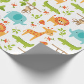 Niedliches Jungle Safari Tierwrapping-Papier Geschenkpapier (Ecke)