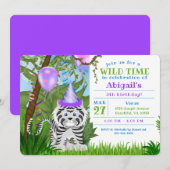Niedliches Jungle White Tiger Kindergeburtstag Par Einladung (Vorne/Hinten)