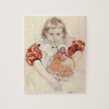 Niedliches Jungmädchen mit Puppe (Kinderkunst)