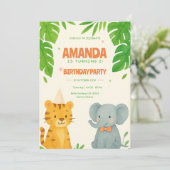 Niedliches Jungtier Geburtstag Einladung (Stehend Vorderseite)