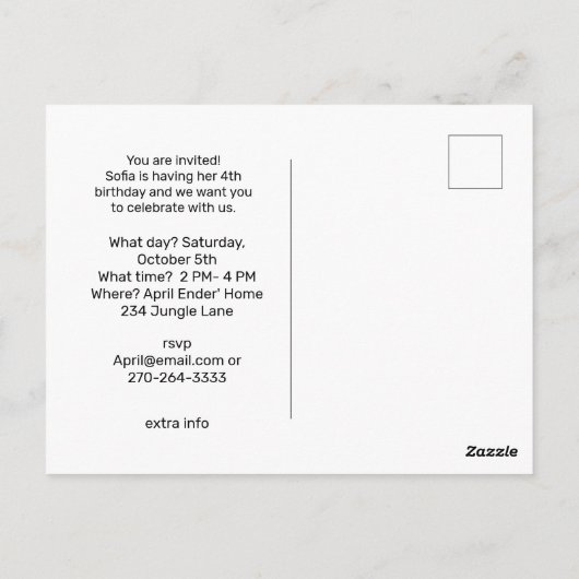 Niedliches Jungtier zum Geburtstag Postkarte (Rückseite)