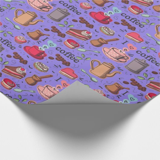 Niedliches Kaffee- und Kuchendesign Geschenkpapier (Ecke)