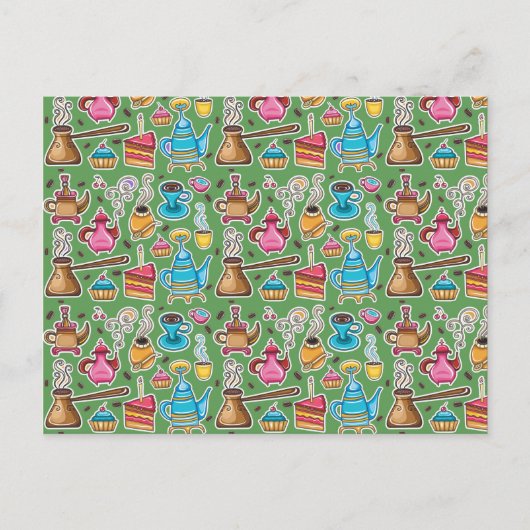 Niedliches Kaffee- und Kuchendesign Postkarte (Vorderseite)