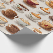 Niedliches Kaffeebechermuster Geschenkpapier (Ecke)