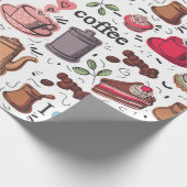 Niedliches Kaffeemuster Geschenkpapier (Ecke)