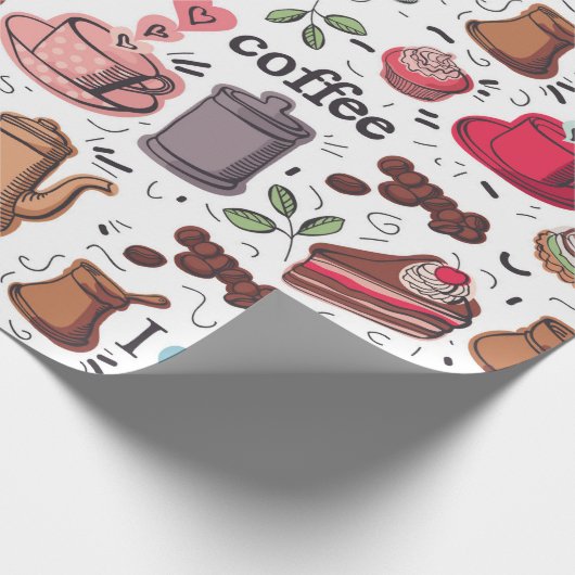 Niedliches Kaffeemuster Geschenkpapier (Ecke)