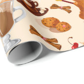 Niedliches Kaffeemuster Geschenkpapier (Rolleneckpunkt)