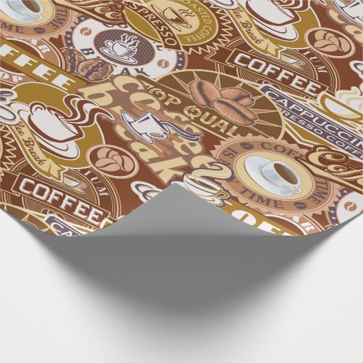 Niedliches Kaffeewort Party Geschenkpapier (Ecke)