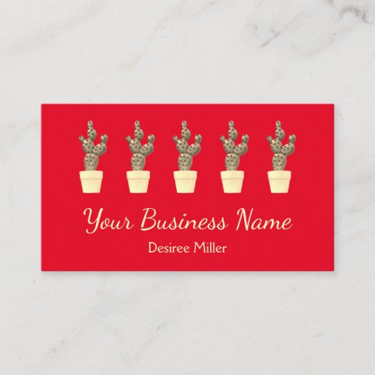 Niedliches Kakteen Rot Gelb Moderne Visitenkarte (Vorderseite)