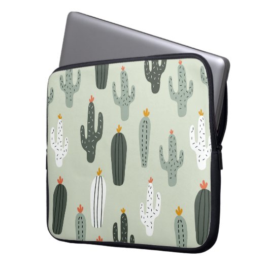 Niedliches Kakti-nahtloses Muster, Hintergrund mit Laptopschutzhülle (Vorderseite Links)